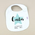Babero Datos Nacimiento Estrella Menta