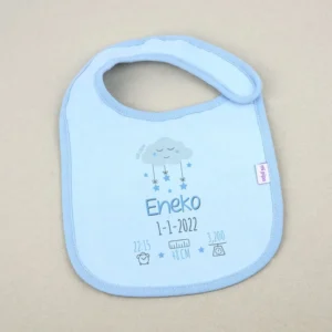 Babero Datos Nacimiento Nube Azul