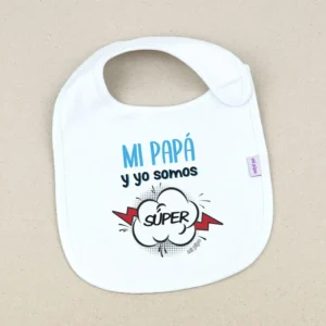 Babero Divertido Mi Papá y yo somos Súper Cómic