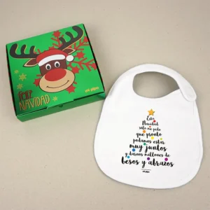 Babero Navideño Esta Navidad sólo me pido que pronto podamos estar juntos y darnos millones de besos y abrazos