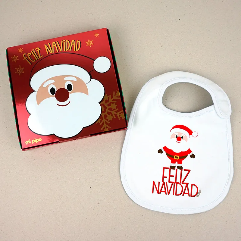 Babero Navideño Feliz Navidad Papá Noel cuerpo entero Babero Navideño Feliz Navidad Papá Noel cuerpo entero