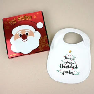 Babero Navideño Nuestra primera Navidad juntos árbol silueta Babero Navideño Nuestra primera Navidad juntos árbol silueta
