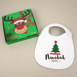 Babero Navideño Nuestra primera Navidad juntos árbol verde Babero Navideño Nuestra primera Navidad juntos árbol verde