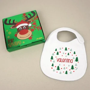 Babero Navideño Personalizado Árboles verdes Babero Navideño Personalizado Árboles verdes