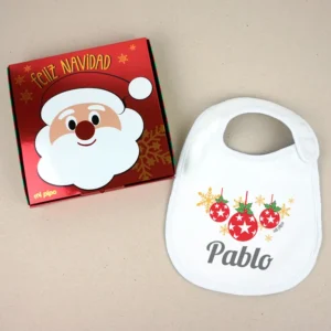 Babero Navideño Personalizado Bolas Babero Navideño Personalizado Bolas