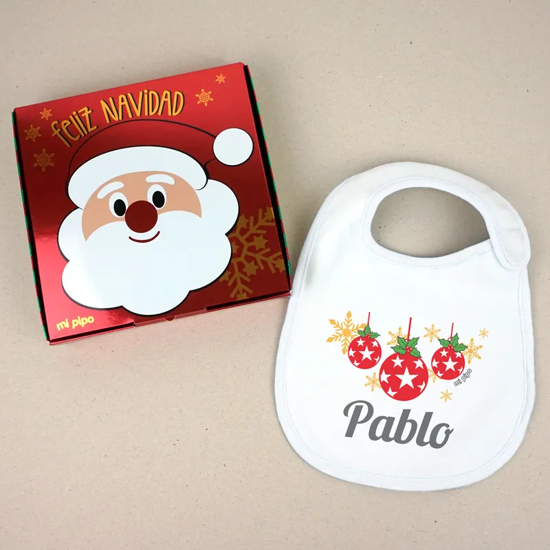 Babero Navideño Personalizado Bolas Babero Navideño Personalizado Bolas