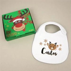 Babero Navideño Personalizado Reno bebé Babero Navideño Personalizado Reno bebé