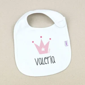 Babero Personalizado Corona Rosa