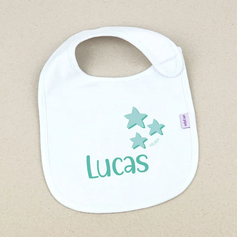 Babero Personalizado Estrellas Menta Babero Personalizado Estrellas Menta