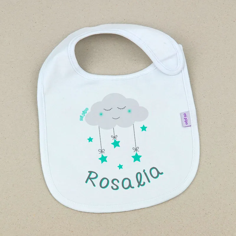 Babero Personalizado Nube Menta Babero Personalizado Nube Menta