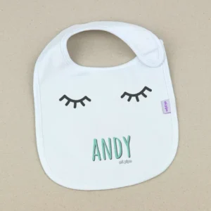 Babero Personalizado Pestañas Menta