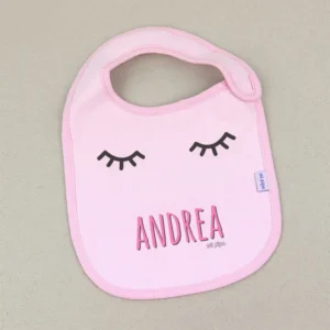 Babero Personalizado Pestañas Rosa