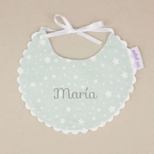 Babero Piqué Estrellas Menta Personalizado