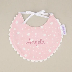 Babero Piqué Estrellas Rosa Personalizado