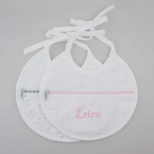 BABIDU 2 Baberos Personalizados Estrellas Rosa y Gris BABIDU 2 Baberos Personalizados Estrellas Rosa y Gris