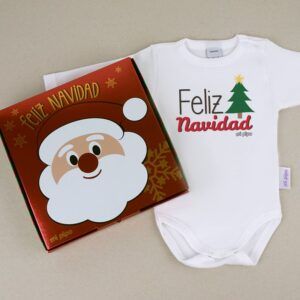 Babidu Body Navideño Feliz Navidad con árbol con cajita de regalo