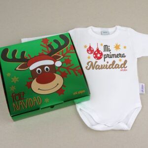 Babidu Body Navideño Mi Primera Navidad Bolas con cajita de regalo
