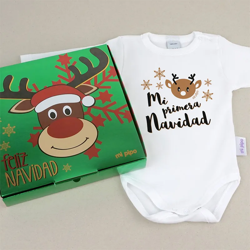Babidu Body Navideño Mi Primera Navidad Reno Bebé con cajita de regalo Babidu Body Navideño Mi Primera Navidad Reno Bebé con cajita de regalo