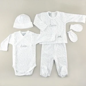 BABIDU Mi Primera Ropita Personalizada Estrellas Gris 0M