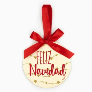 Bola Navidad MADERA Guirnalda Estrellas, Feliz Navidad