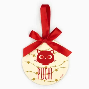 Bola Navidad MADERA Guirnalda Estrellas, Gatito personalizada