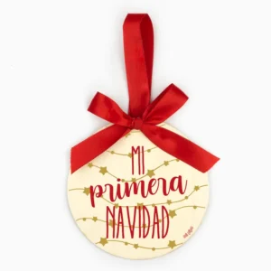 Bola Navidad MADERA Guirnalda Estrellas, Mi primera Navidad