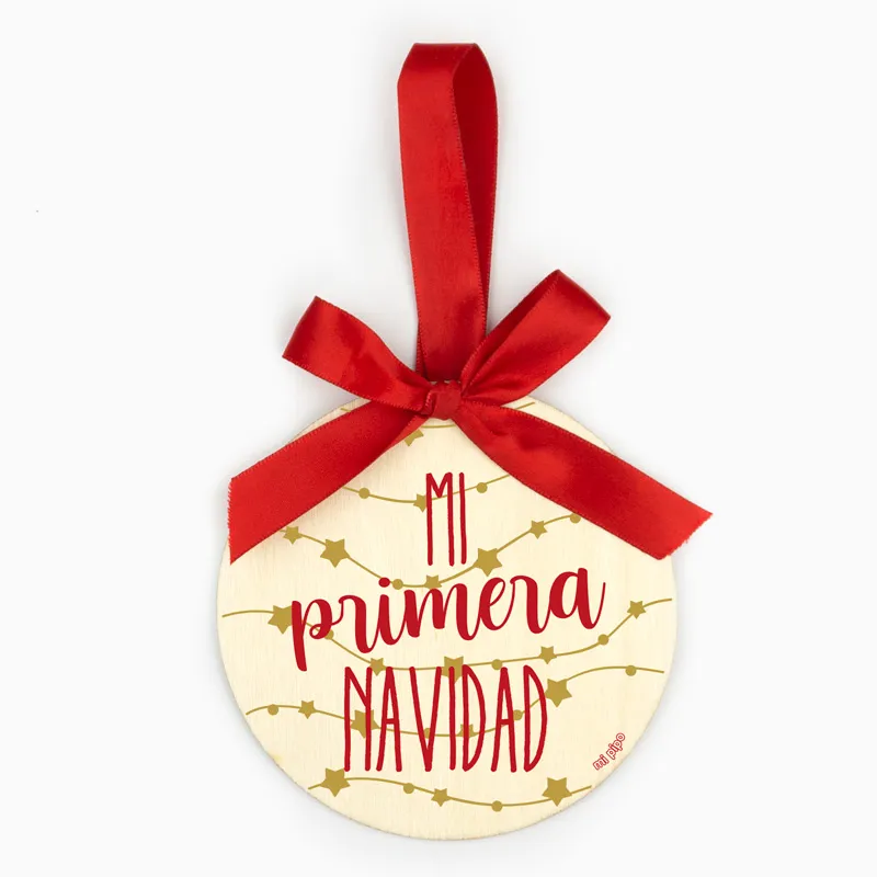 Bola Navidad MADERA Guirnalda Estrellas, Mi primera Navidad Bola Navidad MADERA Guirnalda Estrellas, Mi primera Navidad
