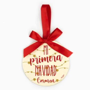 Bola Navidad MADERA Guirnalda Estrellas, Mi primera Navidad personalizada