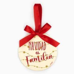 Bola Navidad MADERA Guirnalda Estrellas, Navidad es Familia