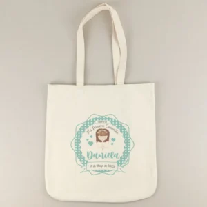 Bolso Algodón Comunión Menta Niña personalizada