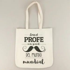 Bolso algodón orgánico Eres el Profe más genial del mundo mundial bigote Bolso algodón orgánico Eres el Profe más genial del mundo mundial bigote