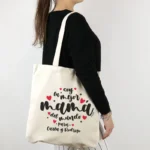 Bolso algodón orgánico personalizado Soy la mejor Mamá del mundo para (Nombre/s) Corazones Lunares