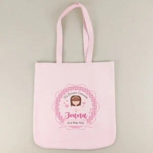 Bolso Algodón Rosa Comunión Niña personalizada