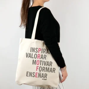 Bolso de Algodón orgánico Profe Adjetivos Rosa