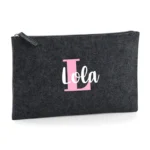 Bolso de Mano Shopper fieltro Antracita Incial Color + Nombre