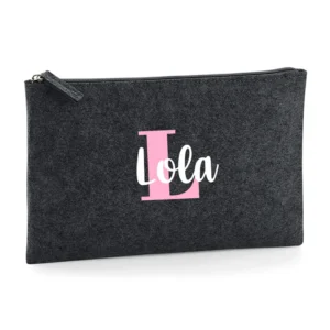 Bolso de Mano Shopper fieltro Antracita Incial Color + Nombre
