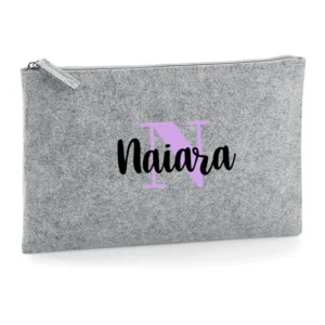 Bolso de Mano Shopper fieltro Gris Incial Color + Nombre