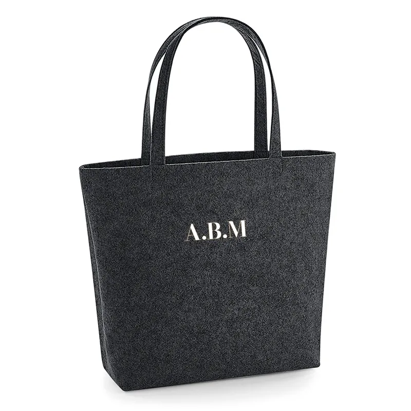 Bolso Shopper fieltro Antracita Iniciales bordadas Bolso Shopper fieltro Antracita Iniciales bordadas