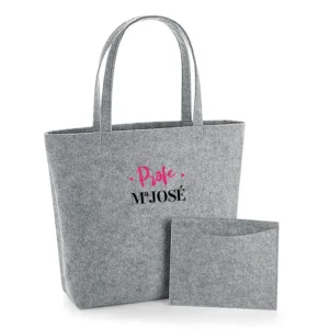Bolso Shopper fieltro Gris Profe + Nombre personalizado bordados