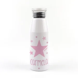 Botella Aluminio Estrella Rosa 500ml Personalizada