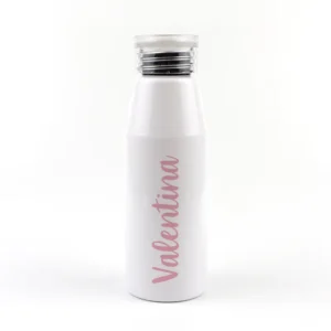 Botella Aluminio personalizada Caligrafía Rosa