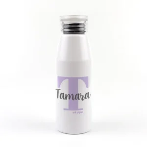 Botella Aluminio personalizada Inicial Lila