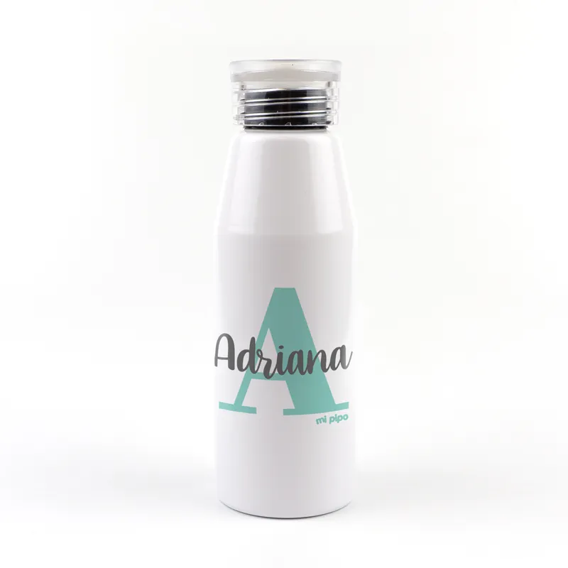 Botella Aluminio personalizada Inicial Menta Botella Aluminio personalizada Inicial Menta