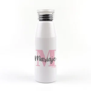 Botella Aluminio personalizada Inicial Rosa