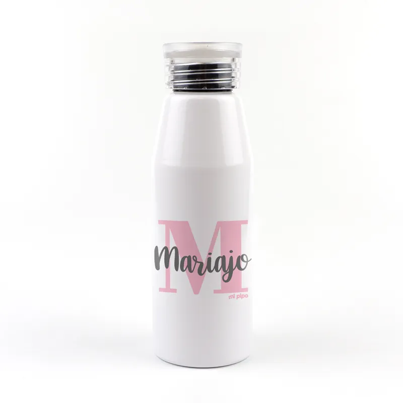 Botella Aluminio personalizada Inicial Rosa Botella Aluminio personalizada Inicial Rosa