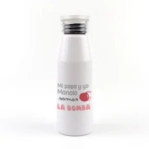 Botella Aluminio personalizada Mi Papá (Nombre) y yo somos la Bomba