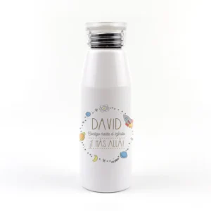 Botella Aluminio personalizada (Nombre) contigo hasta el infinito y más allá
