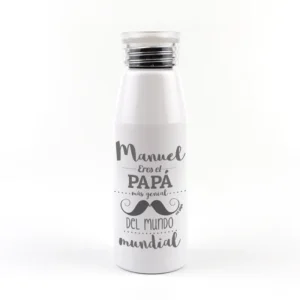 Botella Aluminio personalizada (Nombre) eres el Papá mas genial del Mundo mundial