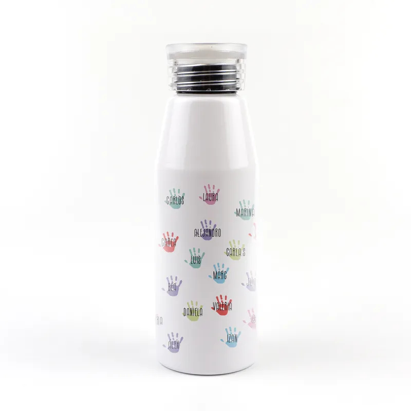 Botella Aluminio Profe personalizada (nombre alumnos) Manitas Botella Aluminio Profe personalizada (nombre alumnos) Manitas