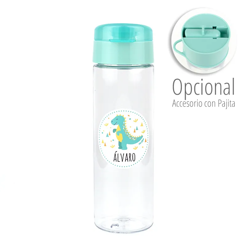 Botella Dinosaurio Menta 600ml personalizada Botella Dinosaurio Menta 600ml personalizada